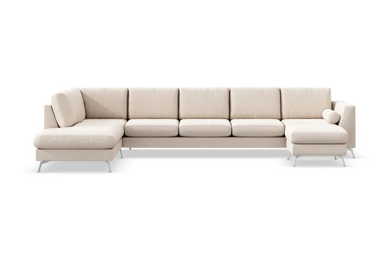 Ocean Lyx 6-sits Vänstervänd U-formad Soffa med Divan och Schäslong + Fotpall i Tyg - Beige (Art.nr 997141) — Scandinavian Choice