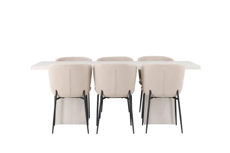 Olga Matgrupp 200 cm Rektangulär med 6 Modesto Stolar - Beige — Venture Home