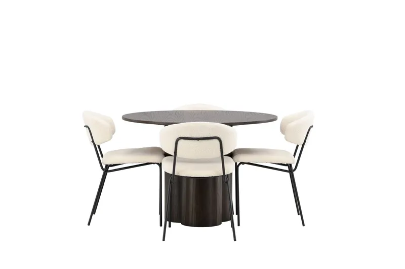 Olivia Matgrupp 110 cm Rund med 4 Chico Stolar - Mocca — Venture Home