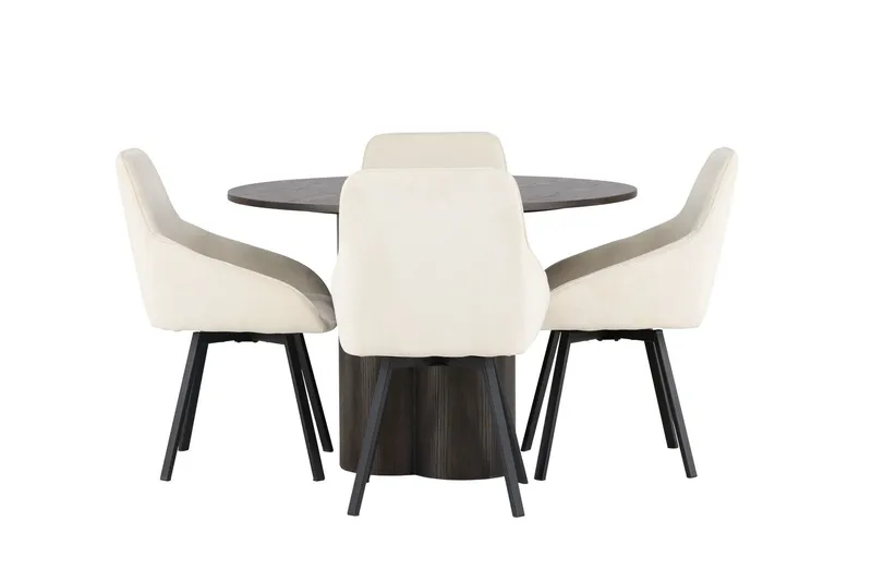Olivia Matgrupp 110 cm Rund med 4 Rosie stolar - Beige (Art.nr 3059588) — Venture Home