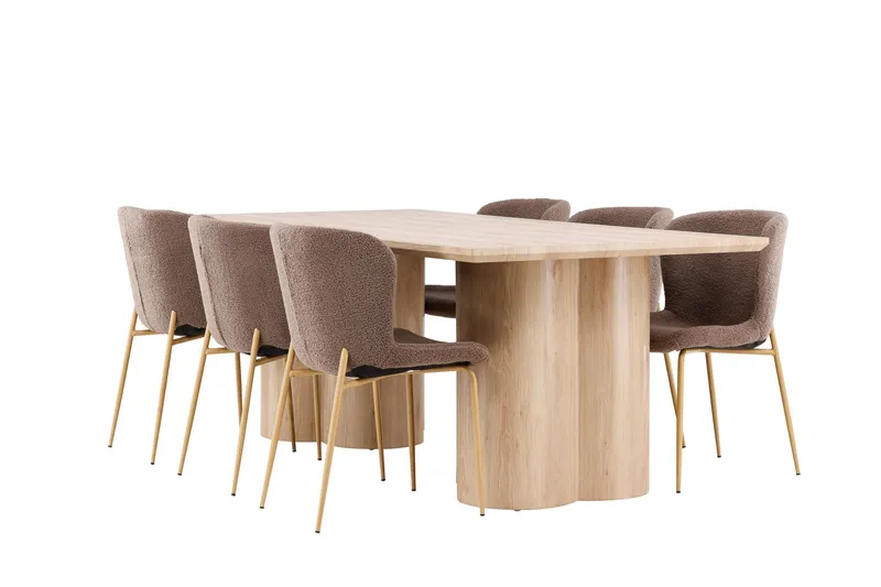Olivia Matgrupp 210 cm Rektangulär med 6 Modesto stolar - Whitewash/Brun — Venture Home