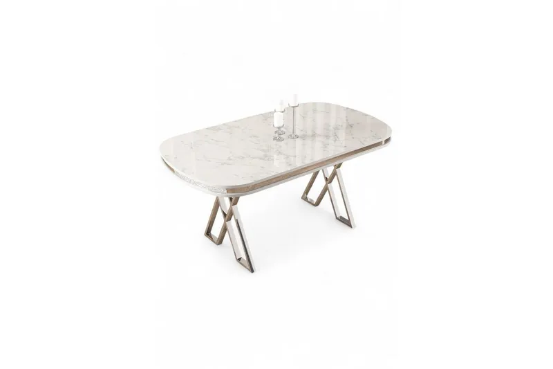 Omin Matbord 168 cm Rektangulär - Vit Marmor/Krom — Vit Marmor/Krom