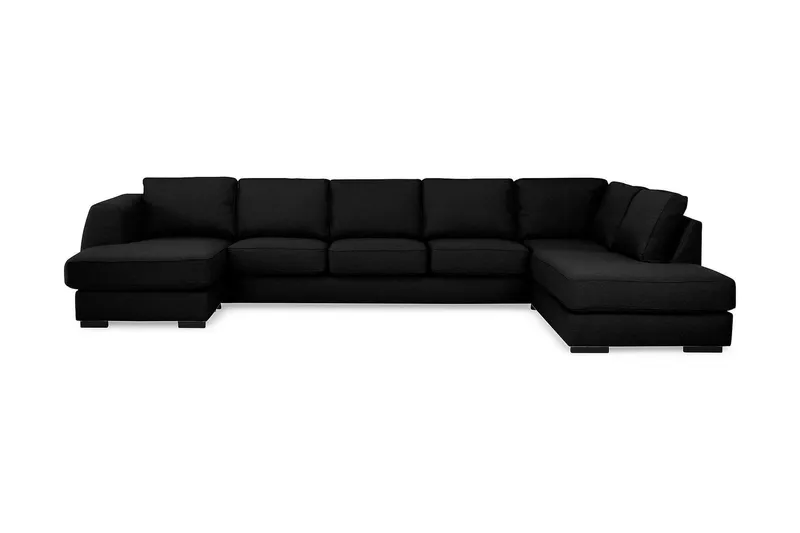 Optus 6-sits Högervänd U-formad Large Soffa med Divan och Schäslong i Tyg - Svart — Scandinavian Choice