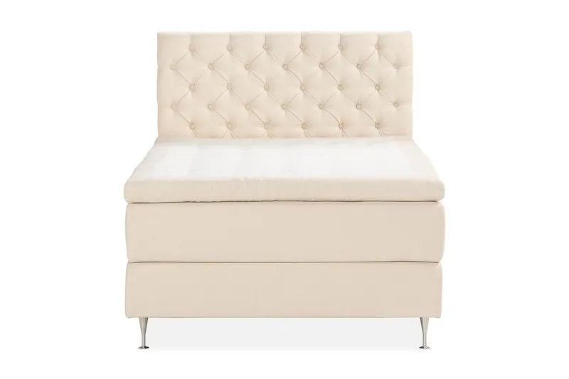 Oslo Lyx Sängpaket Boucle 120x200 Djuphäftad gavel - Ljusbeige — Drömvik