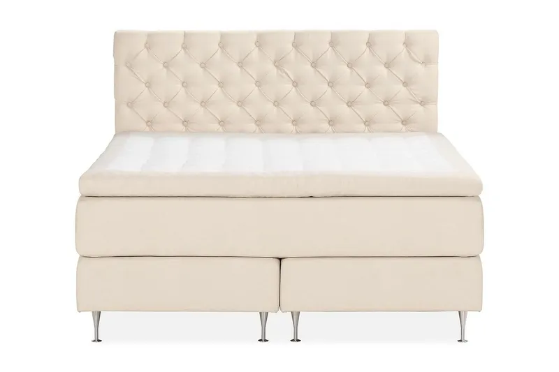 Oslo Lyx Sängpaket Boucle 180x200 Djuphäftad gavel - Ljusbeige — Drömvik