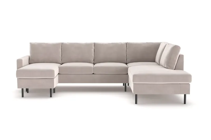 Peppe 4-sits Högervänd U-formad Soffa med Divan och Schäslong i Manchester - Beige (Art.nr 3117767) — Scandinavian Choice