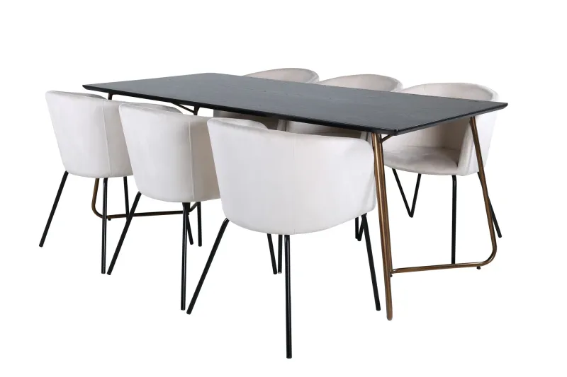 Petra Matgrupp 190 cm Rektangulär med 6 Berit stolar - Beige (Art.nr 3059838) — Venture Home