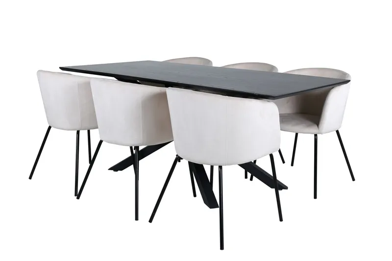 Piazza Matgrupp 180 cm Rektangulär med 6 Berit stolar - Beige (Art.nr 3059919) — Venture Home