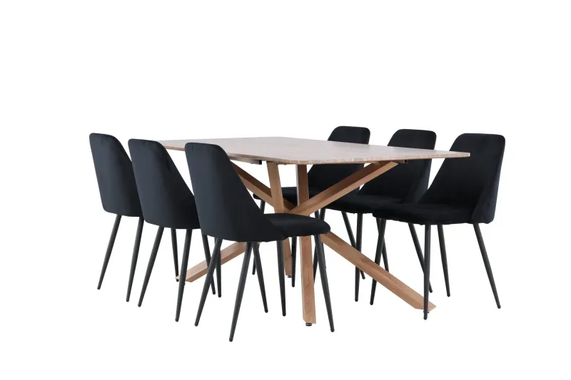 Piazza Matgrupp 180 cm Rektangulär med 6 Night stolar - Mocca/Svart — Venture Home