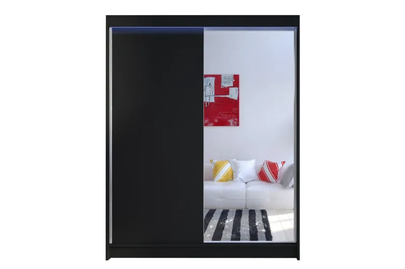 Pickering Garderob med Spegel 150x200 cm - Svart — Svart