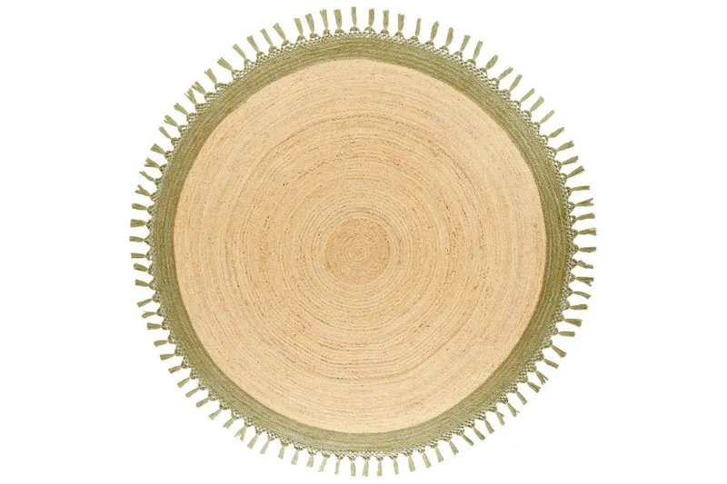 Plattvävd Marts - Beige, Grön, 200x200 cm — Beige, Grön, 200x200 cm