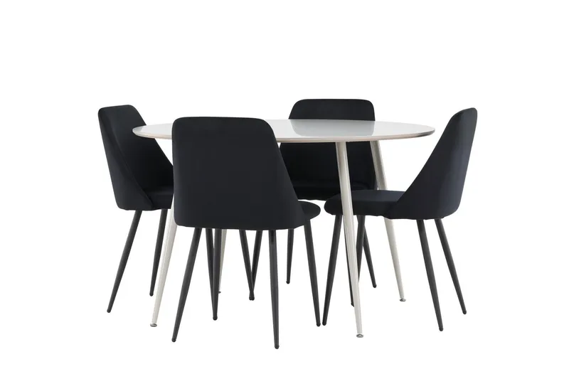 Plaza Matgrupp 120 cm Rund med 4 Night stolar - Beige/Svart — Venture Home
