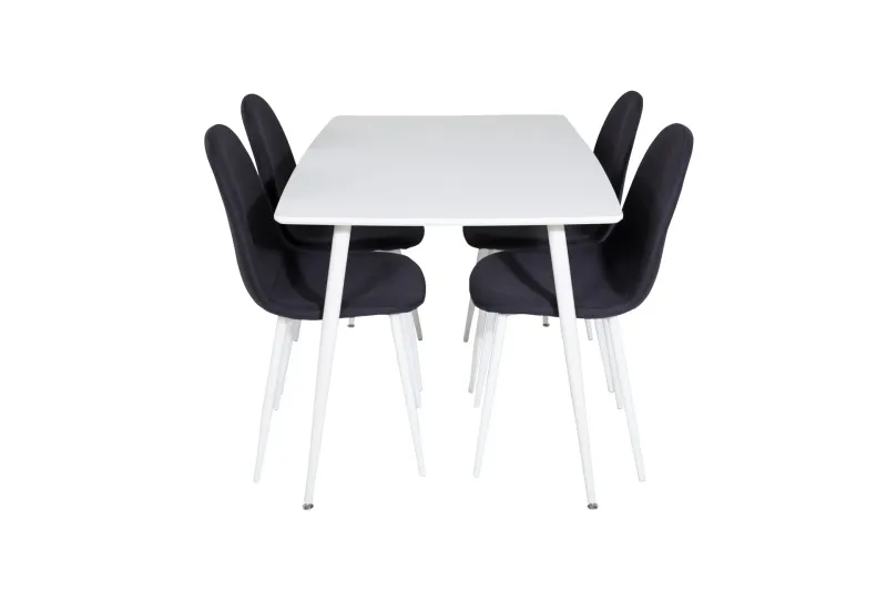 Polar Matgrupp 120 cm Rektangulär med 4 Polar stolar - Svart — Venture Home