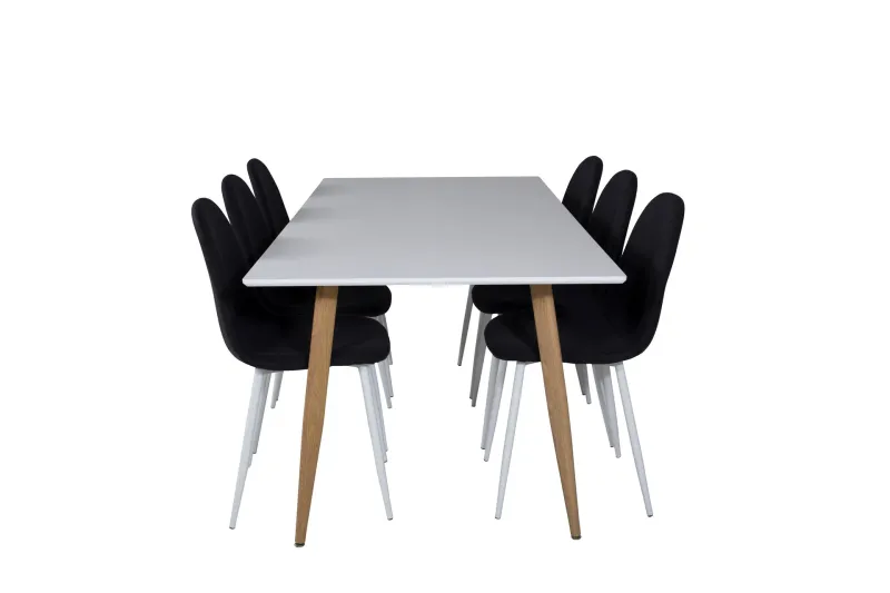 Polar Matgrupp 180 cm Rektangulär med 6 Polar stolar - Svart — Venture Home