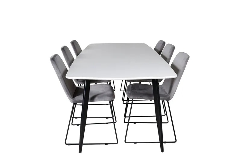 Polar Matgrupp 240 cm Rektangulär med 6 Muce stolar - Svart — Venture Home