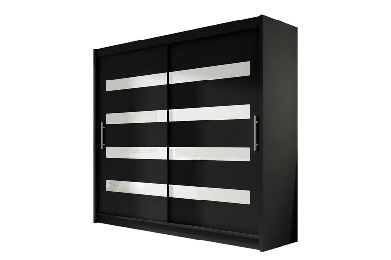 Prag Garderob 180x57x215 cm LED-belysning Scandinavian Choice Black — Scandinavian Choice