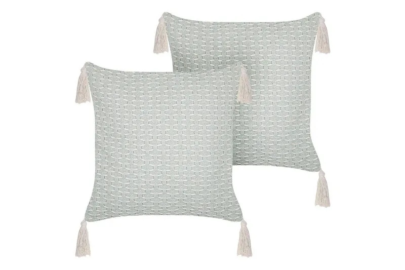 Prydnadskuddar Hakone set om 2 Grön/beige, Fyrkantig - Grön/beige, Fyrkantig — Grön/beige, Fyrkantig