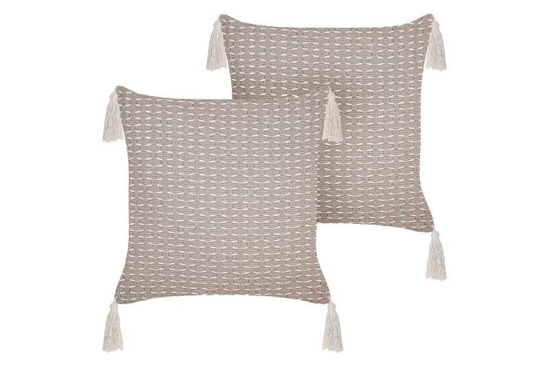 Prydnadskuddar Hakone set om 2 Taupe, Fyrkantig - Taupe, Fyrkantig — Taupe, Fyrkantig