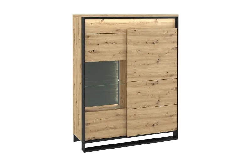 Quant Vitrinskåp 41 cm djup 110 cm bred 140 cm hög Trä - Ek/Svart — Ek/Svart