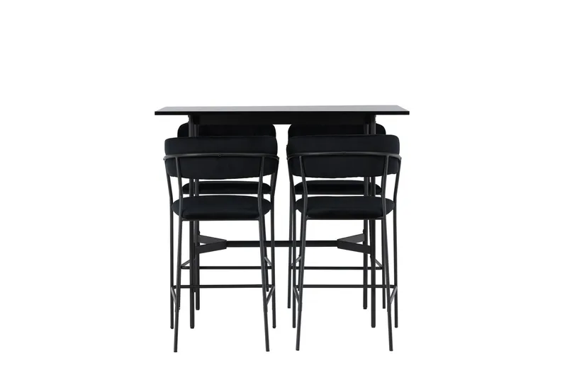 Rax Matgrupp 120 cm Rektangulär med 4 Lui stolar - Svart — Venture Home