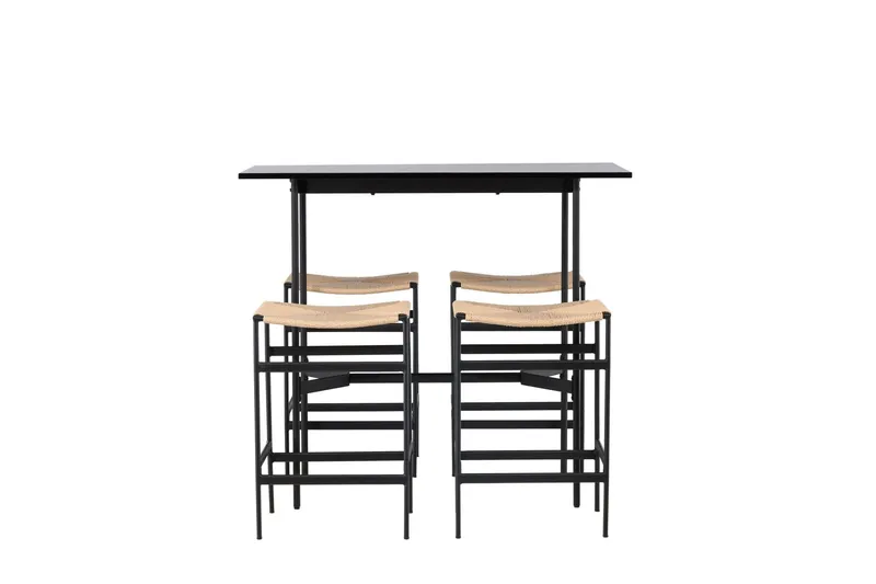 Rax Matgrupp 120 cm Rektangulär med 4 Polly stolar - Svart — Venture Home