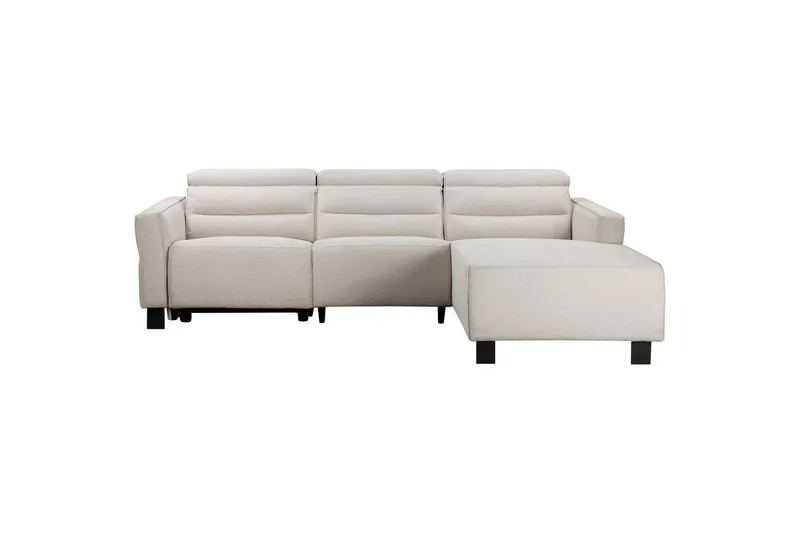 Reclinersoffa med hörn Loft24 Hörnsoffa Loft24 Carpari med elektrisk vilstol White Right-faced Belfast fabric — Loft24