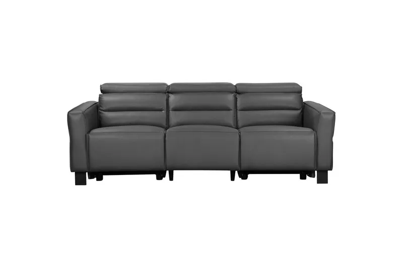 Reclinersoffa utan hörn Loft24 Soffa 3-sits Loft24 Carpari med 2 elektriska recliners Grey Artificial leather — Loft24