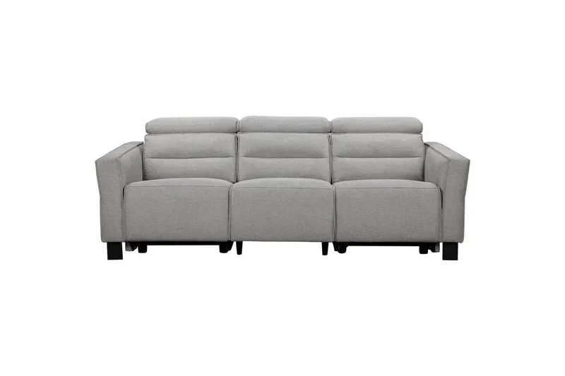 Reclinersoffa utan hörn Loft24 Soffa 3-sits Loft24 Carpari med 2 elektriska recliners Grey1 Belfast fabric — Loft24