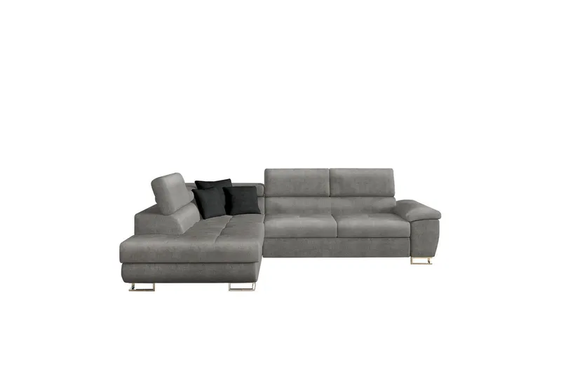 Reginia Soffa med Schäslong 3-sits - Ljusgrå/Svart — Ljusgrå/Svart