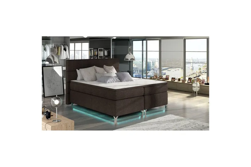 Resårbotten Eltap Amadeo med LED - Sawana 26, Brun, 140x200 cm — Sawana 26, Brun, 140x200 cm