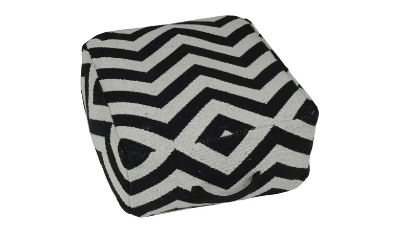Revano Puff med handtag 50 cm - Svart/Vit — Svart/Vit