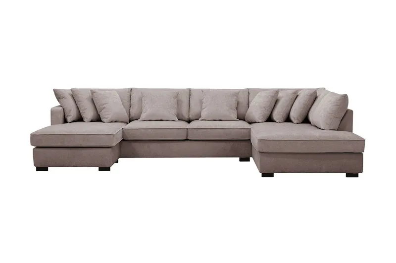 Rossita 5-sits Högervänd U-formad Djup Soffa med Divan och Schäslong i Chenille - Grå / Brun — Scandinavian Choice