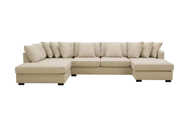 Rossita 5-sits Vänstervänd U-formad Djup Soffa med Divan och Schäslong i Bouclé - Beige — Scandinavian Choice