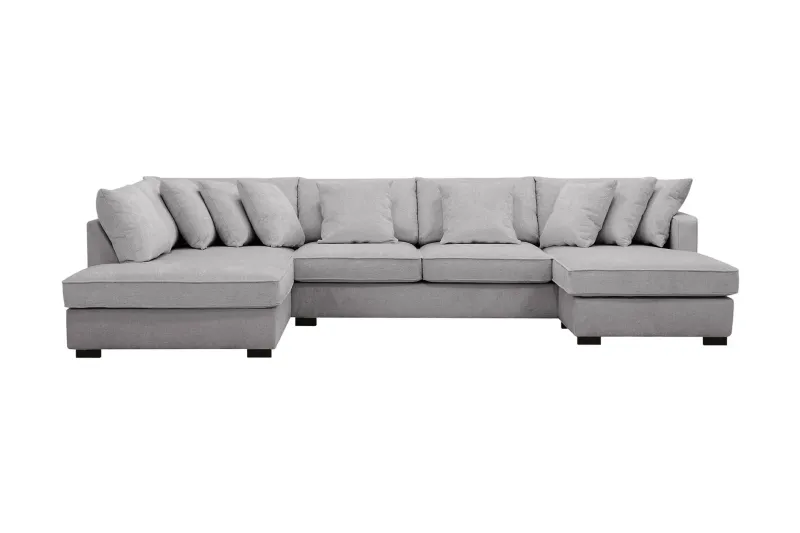 Rossita 5-sits Vänstervänd U-formad Djup Soffa med Divan och Schäslong i Chenille - Grå — Scandinavian Choice