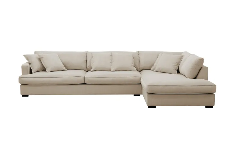 Rossita Lyx 4-sits Extra djup Soffa med Schäslong Höger - Greige Manchester — Scandinavian Choice