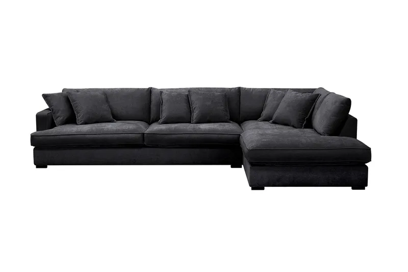 Rossita Lyx 4-sits Extra djup Soffa med Schäslong Höger - Svart Chenille — Scandinavian Choice