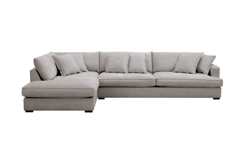 Rossita Lyx 4-sits Extra djup Soffa med Schäslong Vänster - Grå/Brun Chenille — Scandinavian Choice