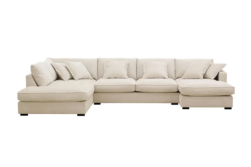 Rossita Lyx 5-sits Högervänd U-formad Extra djup Soffa med Divan och Schäslong i Chenille - Beige — Scandinavian Choice