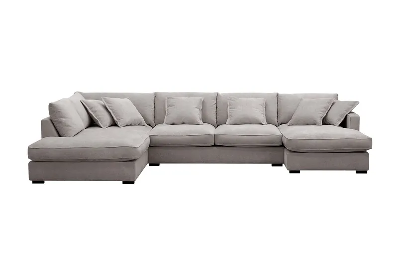 Rossita Lyx 5-sits Högervänd U-formad Extra djup Soffa med Divan och Schäslong i Chenille - Grå/Brun — Scandinavian Choice