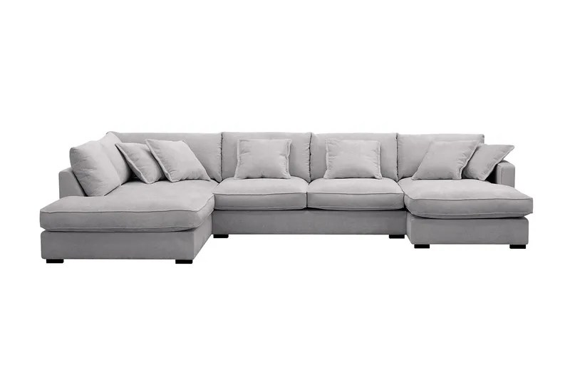 Rossita Lyx 5-sits Högervänd U-formad Extra djup Soffa med Divan och Schäslong i Chenille - Grå — Scandinavian Choice