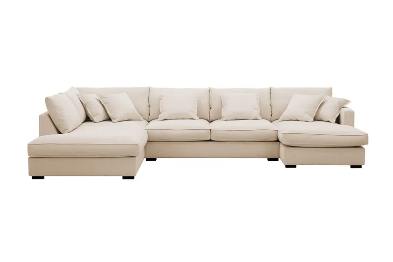 Rossita Lyx 5-sits Högervänd U-formad Extra djup Soffa med Divan och Schäslong i Manchester - Beige — Scandinavian Choice