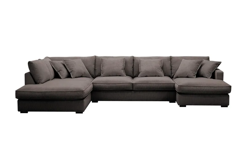 Rossita Lyx 5-sits Högervänd U-formad Extra djup Soffa med Divan och Schäslong i Manchester - Brun — Scandinavian Choice