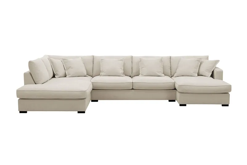 Rossita Lyx 5-sits Högervänd U-formad Extra djup Soffa med Divan och Schäslong i Tyg - Beige — Scandinavian Choice