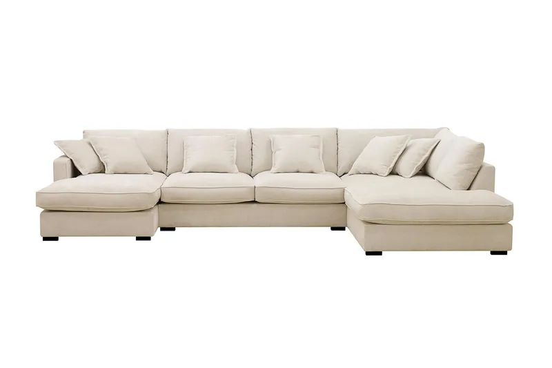 Rossita Lyx 5-sits Vänstervänd U-formad Extra djup Soffa med Divan och Schäslong i Chenille - Beige — Scandinavian Choice