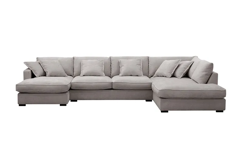 Rossita Lyx 5-sits Vänstervänd U-formad Extra djup Soffa med Divan och Schäslong i Chenille - Grå/Brun — Scandinavian Choice