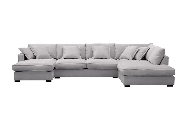 Rossita Lyx 5-sits Vänstervänd U-formad Extra djup Soffa med Divan och Schäslong i Chenille - Grå — Scandinavian Choice