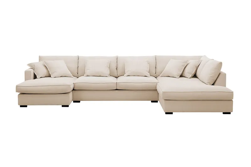 Rossita Lyx 5-sits Vänstervänd U-formad Extra djup Soffa med Divan och Schäslong i Manchester - Beige — Scandinavian Choice