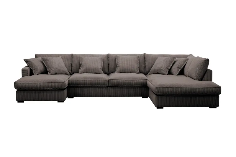 Rossita Lyx 5-sits Vänstervänd U-formad Extra djup Soffa med Divan och Schäslong i Manchester - Brun — Scandinavian Choice