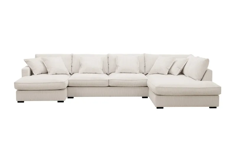 Rossita Lyx 5-sits Vänstervänd U-formad Extra djup Soffa med Divan och Schäslong i Manchester - Naturvit — Scandinavian Choice