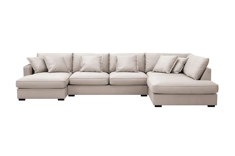 Rossita Lyx 5-sits Vänstervänd U-formad Extra djup Soffa med Divan och Schäslong i Sammet - Beige — Scandinavian Choice